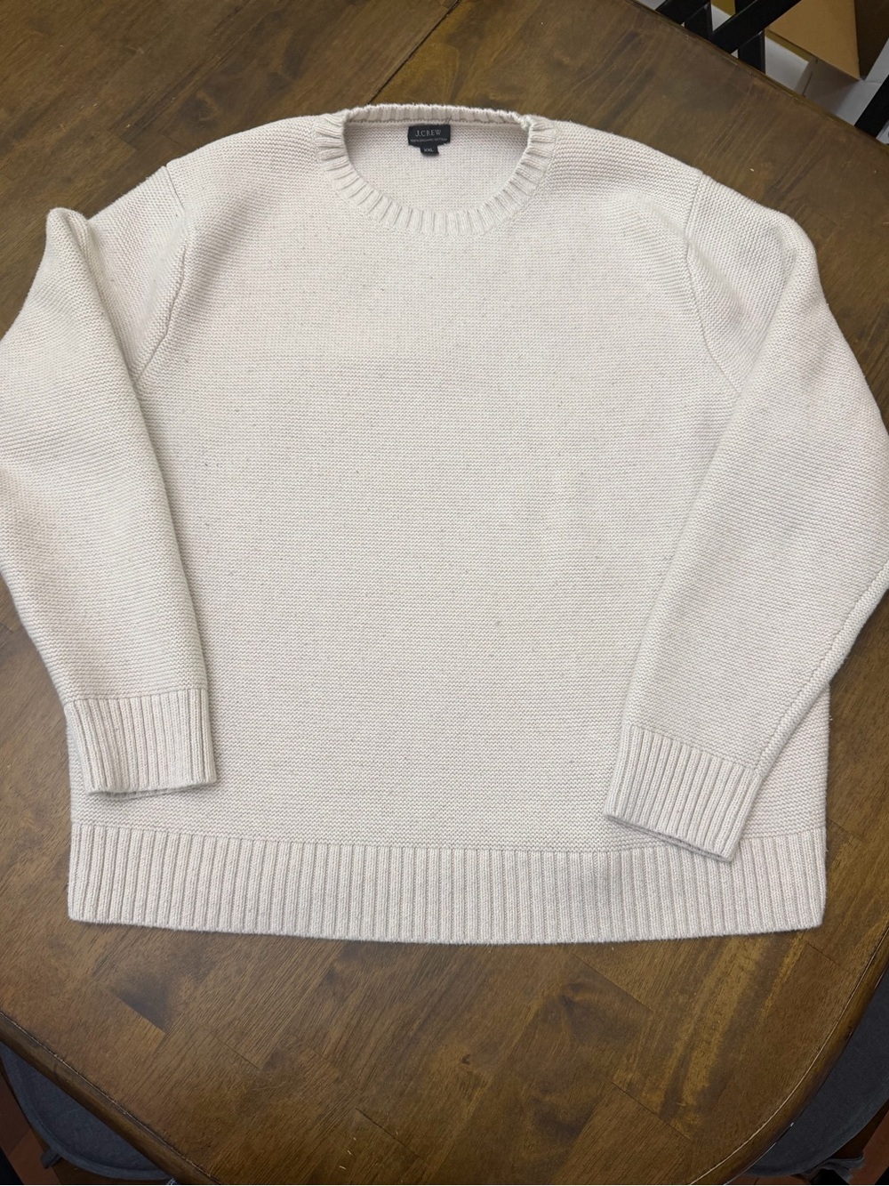 J.Crew Men’s XXL 100% Organic Cotton Cream Knit Crewneck Sweater